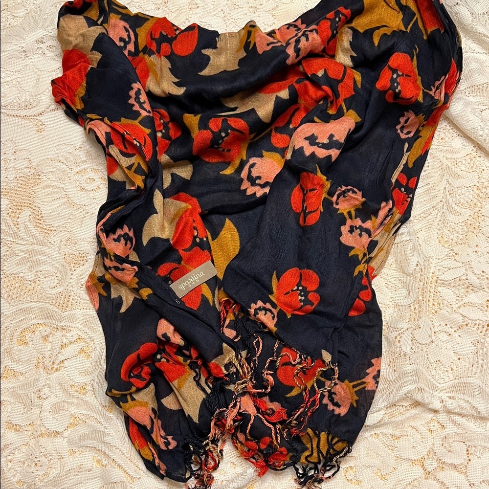 Spartina 449 Black and Red Floral Scarf